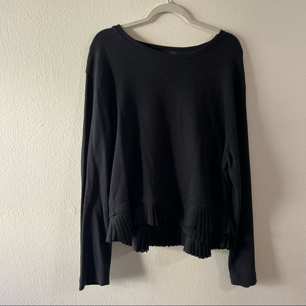JCrew Black Sweatshirt with Accordion Trim